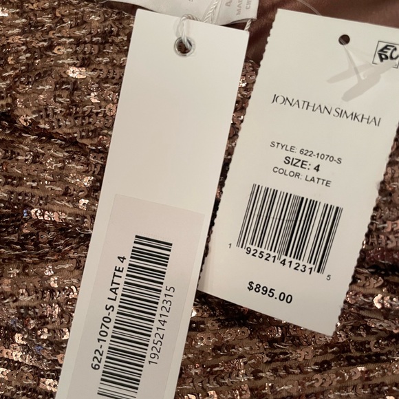 Designer sequins gown-Jonathan Simkhai, size 4, color Latte, Finley Seq. Gown - Picture 6 of 7